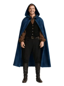 Medieval Hooded Cloak Renaissance Cape For Men And Women Halloween Costume - 彩色 - 查看 6