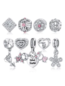 9 件优雅时尚心形、星星、钥匙、爱情锁串珠吊坠 DIY 装饰手链、项链、耳环、珠子、吊坠、饰品、创意配饰 - 彩色 - 查看 15