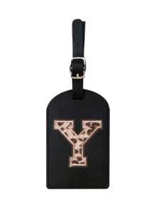 1pc TSA Approved Luggage Tag, PU Leather Material, Leopard Print, Alphabet A-Z Options, With Privacy Cover, Can Be Used As Business Card Or Travel Backpack Label, Unisex, Travel Essential, Luggage, Travel Gear, Back To School, Alphabet Print - Multicolor - View 22
