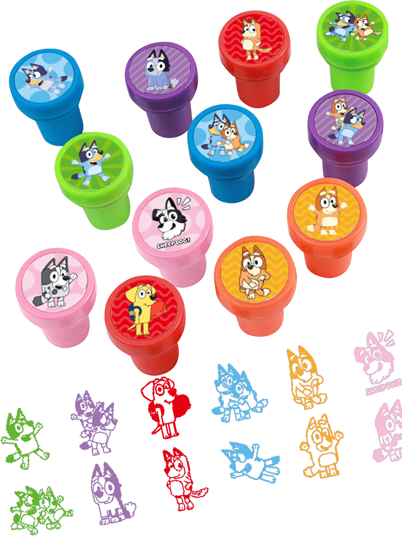 Bluey 12 Stücke/Set Selbstdruck Stempel Set Blueys Bingos Bandits Chilli Belohnungsstempel Set aus Alles steht Kopf süßer Cartoon Stempel DIY Handwerk Scrapbooking Party Geschenk lustiges Cartoon Design - Geschenk für Jungen und Mädchen Schreibwaren Geburtstag Lehrer Belohnung Urlaubsgeschenk ideale Wahl (Einige Teile können zufällig sein)