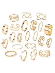 22/23Pcs/Lot Cute Exquisite Girls Boys Rings Heart Butterfly Geometric Shape Style Birthday Party Gifts For Friends Daily Wearing Jewelry Accessories