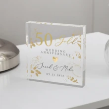 Personalized 50th Anniversary Gift, Gold Anniversary Gift, 50th Wedding Anniversary Keepsake Plaque, Gold 50th Anniversary Gift For Couple,Wedding Anniversary Gift For Presents ,Gift For Wife Or Husband - Best Personalized Gifts For Everyone. - 50th Anniversary Golden Wedding Card - View 9