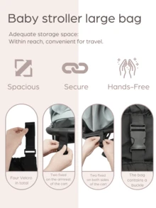 1PC & 2PCS Stroller Bag Large Capacity Waterproof - Reusable Washable Mummy Bag With Black Bear Pattern, Holds Mobile Phone, Wallet & Milk Bottles For Home & Travel