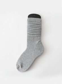 1/3/6 双黑、白、灰罗纹竖条纹吸湿排汗中筒袜、休闲袜、秋季袜 - 彩色 - 查看 3