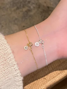 1 件纯银泡泡圆形钻石蛇骨手链，适合女士 - 锆石点缀，高档外观，百搭堆叠，精致的小众工艺 - 圓鑽手鍊 - 查看 3