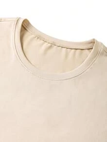T-shirt unisexe côtelé 100 % coton, imprimé boisson anglaise à la mode, design unisexe sportif, drapé, doux et confortable, manches courtes unisexe, printemps/été et toutes saisons - Jaune clair - Voir 3