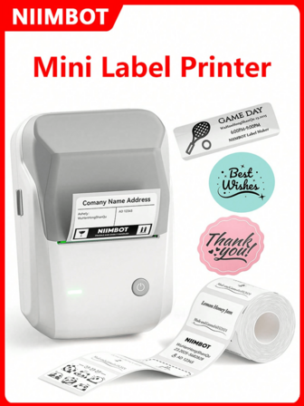  Impresora térmica portátil mini Niimbot B1, impresora de etiquetas de bolsillo adecuada para pegatinas autoadhesivas, etiquetas UV, máquina de impresión de etiquetas Bluetooth