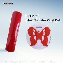 CHEONET 3D 立体压纹热转印乙烯基卷材 - 9.8 英寸 x 5 英尺，1 卷装，熨烫式，适用于 T 恤、包袋和纺织品，耐高温烫金雕刻膜，混色