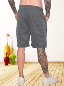 Bermuda moletom masculina /Bolsos com ziper /Cintura elástica - Chumbo - Visão 2