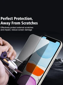 3-In-1 Protective Case Set Compatible With IPhone, Includes 2pcs Privacy Screen Protectors (Anti-Scratch Tempered Glass) + 1pc Black Matte Finish Phone Case, Easy Installation, Hydrophobic & Oleophobic Coating, Fingerprint-Resistant Screen Protection Essentials, Applicable To Daily Shield, Office, Home Privacy Screen Protector Phone Screen Protector Phone Accessories Waterproof Shockproof Anti-Fall Full Cover - Black - View 3