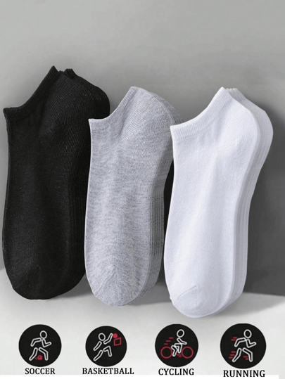 1/5/10 Pairs Minimalist Breathable Unisex Ankle Socks, Classic Solid Black/White/Grey Short Socks, Suitable For All Seasons Daily Wear