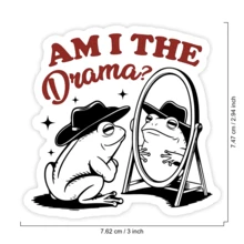 1 PIEZA Pegatina divertida con meme "¿Soy el drama?", pegatina humorística de una rana vaquera, pegatina para portátil con frase relatable para autoconciencia, adhesivo brillante y resistente al agua para botellas, tumblers y teléfonos, regalo gracioso para amigos e introvertidos, gráfico de cita popular para personalización expresiva, acento de declaración excéntrica