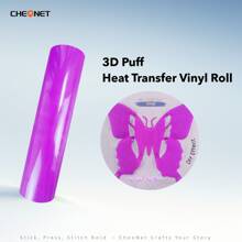 CHEONET 3D 立体压纹热转印乙烯基卷材 - 9.8 英寸 x 5 英尺，1 卷装，熨烫式，适用于 T 恤、包袋和纺织品，耐高温烫金雕刻膜，混色