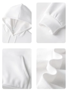 秋冬女装CHERRY樱桃字母图案长袖连帽卫衣，休闲宽松多功能度假风上衣，适合日常穿着的时尚秋季女装 - 白色 - 查看 3