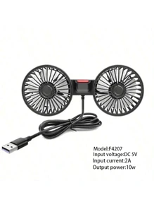 1入組汽車風扇,雙頭後座風扇,風力強勁,三檔風速,5片白色風扇葉片,360度調節角度,高風量,低噪音,有效促進空氣循環,通風,降溫,自駕旅行必備,易於安裝,可折疊並隱藏在靠背下,使用usb供電,3檔固定夾座適用於小型汽車、suv、皮卡等大多數車型。 - 白色 - 查看 9