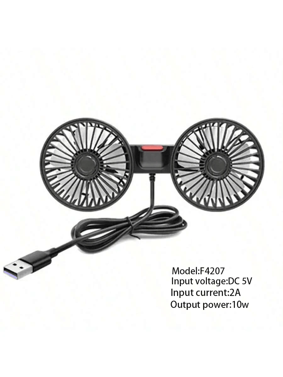 1pc Car Fan, Double Head Rear Seat Fan With Powerful Wind, 3 Levels Wind Speed, 5pcs White Fan Blades, 360 Degree Adjustable Angle, High Airflow, Low Noise, Effectively Promote Air Circulation, Ventilation, Cooling, Essential For Self-Driving Travel, Easy To Install, Can Be Folded And Hidden Under The Headrest, Usb Powered, 3-Speed Fixed Clip On Base Suitable For Most Car Models Such As Small Cars, Suvs, Pick-, Etc. - White - View 9