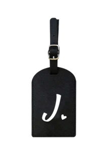 个性化皮革行李牌，可定制A-Z字母，隐私保护套，带名片槽，可爱旅行背包标签，男女通用，适用于宠物包、背包、行李箱、文具包等，旅行必备，适合海滩度假、返校季，是送给家人、朋友和老师的理想礼物，字母印花 - 黑色 - 查看 33