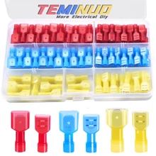 TEMINUO 40/60/100 件尼龙叉形连接器插头和插座套件，22-10 AWG，全绝缘电气端子，适用于汽车、船舶、工业、扬声器快速断开电线压接端子，红色、蓝色、黄色套装