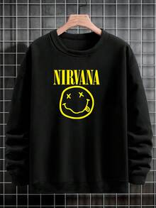 Round Neck Cold Weather Blouse Unisex Sweatshirt Nirvanna Band Women's And Men's Flannel Coat - màu đen - Xem 1