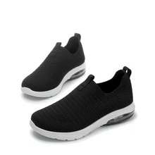 Womens Walking Shoes Breathable Knit Slip On Sneakers Lightweight Athletic Gym Shoes - 黑色 - 查看 3