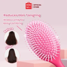 MINISO 芭比闪光气囊按摩梳 - 时尚闪光设计，柔软刷毛，减少头发损伤，适合家庭、办公室或旅行使用（1 件） - 粉色 - 查看 3