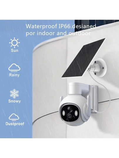 3MP 360° Panoramic View Solar Powered Security Camera, 2.4G/5G WiFi, Outdoor PTZ Auto Tracking, AI Face Detection, 24/7 Recording, Motion Sensor, Siren, Two Way Audio, Remote Monitoring, HD Video, Easy Installation, Home Security, Mobile App view 3