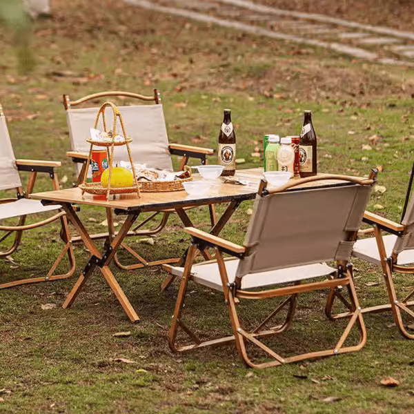 1 pièce Table pliante en acier au carbone de forme rouleau d'œuf pour le camping en plein air, table de pique-nique portable pour l'extérieur, le patio et le jardin