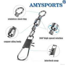 50/200pcs Durable Fish Hook Connector With Barrel Swivel And Snap For Freshwater And Saltwater Fishing, Premium Fishing Gear Equipment With Ball Bearing Swivels Snaps Connector For Quick Connect Fishing Lures,Black Nickel Copper 26-132Lb