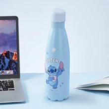 Miniso Disney Stitch 17Oz/500ml Insulated Water Bottle , Keep Warm/Cold 24H, Leak-Proof Vacuum Cup, Double Wall Stainless Steel Water Bottle For Sports, Gym, Travel, And School - Màu xanh lam - Xem 1