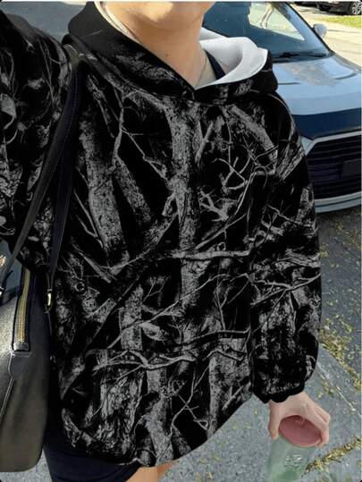 ​Women's All Over Print Hooded Sweatshirt Long Sleeve Pocket Casual Fall Winter​