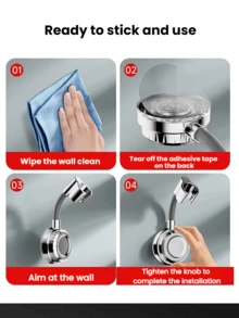 [No Drill]Suction Cup Shower Head Holder - Adjustable Bathroom Shower Bracket For Handheld Sprayer, Universal Fit (360° Rotation, Strong Adhesion) Bathroom Accessories Bathroom Tools - Multicolor - View 9