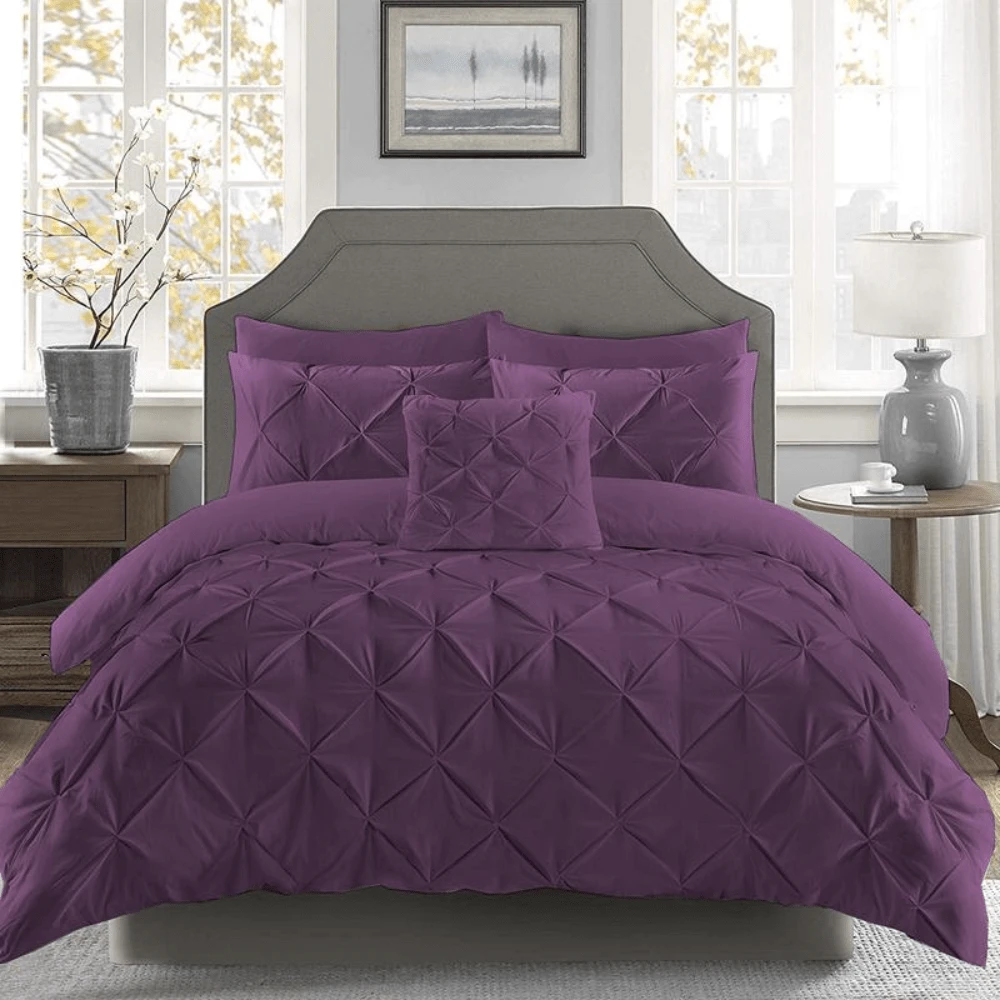 Luxury Pintuck Pleated Duvet Cover Set - 100% Ultra Soft Microfibre 200TC | Hotel Style Bedding | Includes 2 Pillowcases | Single/Double/King/Super King | Wrinkle-Free Easy Care | Breathable & Skin-Friendly | UK Premium Quilt Cover