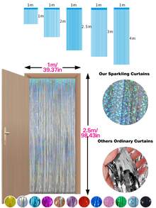 1-4m Purple Tinsel Curtain - Holographic Streamer Curtain,Luxury Stage Backdrop For Festival Rave Party With Glittering Effect, Perfect For Wedding Anniversary Birthday Corporate Event Christmas NewYear Halloween Disco Wall Hanging Decor - Purple - View 4