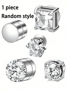 Stainless Steel Magnetic Cubic Zirconia Stud Earrings For Men And Women, Hypoallergenic Non-Perforated, 5-8mm Double Sided Magnet Flat CZ Magnetic Clip Earrings Are Suitable For Daily Travel, Weddings, Dates, Parties And Other Festivals