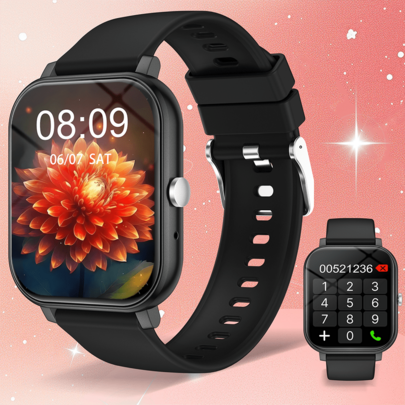 1 ceas inteligent unisex confortabil cu curea din silicon, cu apeluri wireless, pedometru, contor de calorii, monitorizare sportivă, moduri multi-sport, cameră de la distanță, control muzical, alarmă, memento mesaj, baterie litiu-ion de 180mAh, ecran tactil complet de 1,83", compatibil cu telefoane Android și iOS, potrivit ca și cadou de sărbători