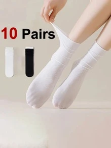 1/10 双纯色图案男女情侣运动袜中筒袜春夏节日礼物（无卡）