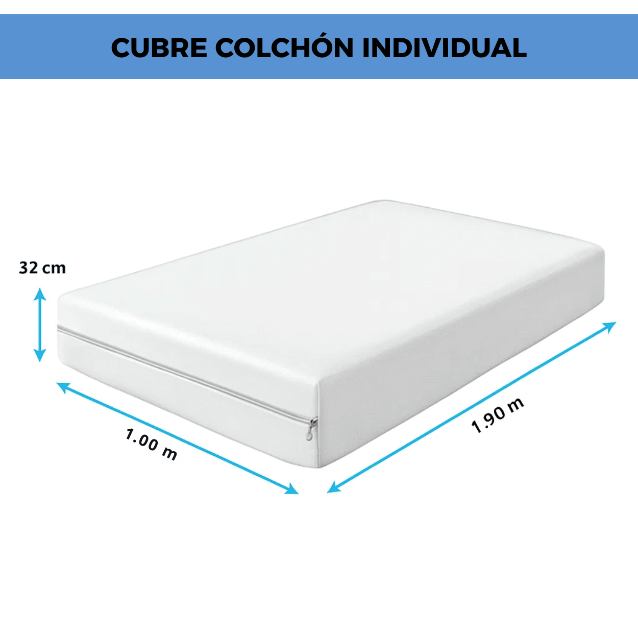 Full Mattress Protector Cover Single Size Zippered Case - 玉 - 查看 2