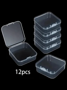 Cajas de joyería pequeñas de plástico transparente para aretes, tapones para los oídos y mini almacenamiento - perfectas para la organización de regreso a la escuela, regalos festivos y decoración del hogar con estilo - ideales para celebraciones de Navidad, Acción de Gracias, Año Nuevo y San Valentín! - transparente - Ver 8