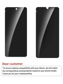 2 片钢化玻璃屏幕保护膜，适用于小米红米手机，防刮，表面光滑，易于安装，隐私保护膜 - 黑色 - 查看 11