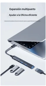 6 Lector de tarjetas de memoria tipo C a SDTF, expansor HUB, teléfono móvil, computadora, conectado a la carga de auriculares USB - Plateado - Ver 5