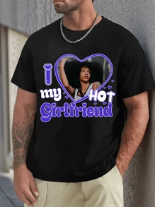 Custom Men's Personalized I Love My Hot Girlfriend Shirt, Custom Valentine Day Shirt, I Heart My Girlfriend Shirt, I Love My Girlfriend Custom Picture - Black - View 3