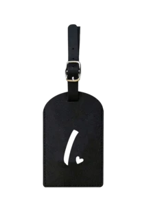 个性化皮革行李牌，可定制A-Z字母，隐私保护套，带名片槽，可爱旅行背包标签，男女通用，适用于宠物包、背包、行李箱、文具包等，旅行必备，适合海滩度假、返校季，是送给家人、朋友和老师的理想礼物，字母印花 - 黑色 - 查看 15