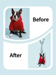 PETSIN 1pc Personalized Animal Portrait Dog/Cat Polycarbonate (PC) Keychain, For Dorm Rooms, For Teacher Gifts, School Supplies, For University, For Classroom - White - View 6