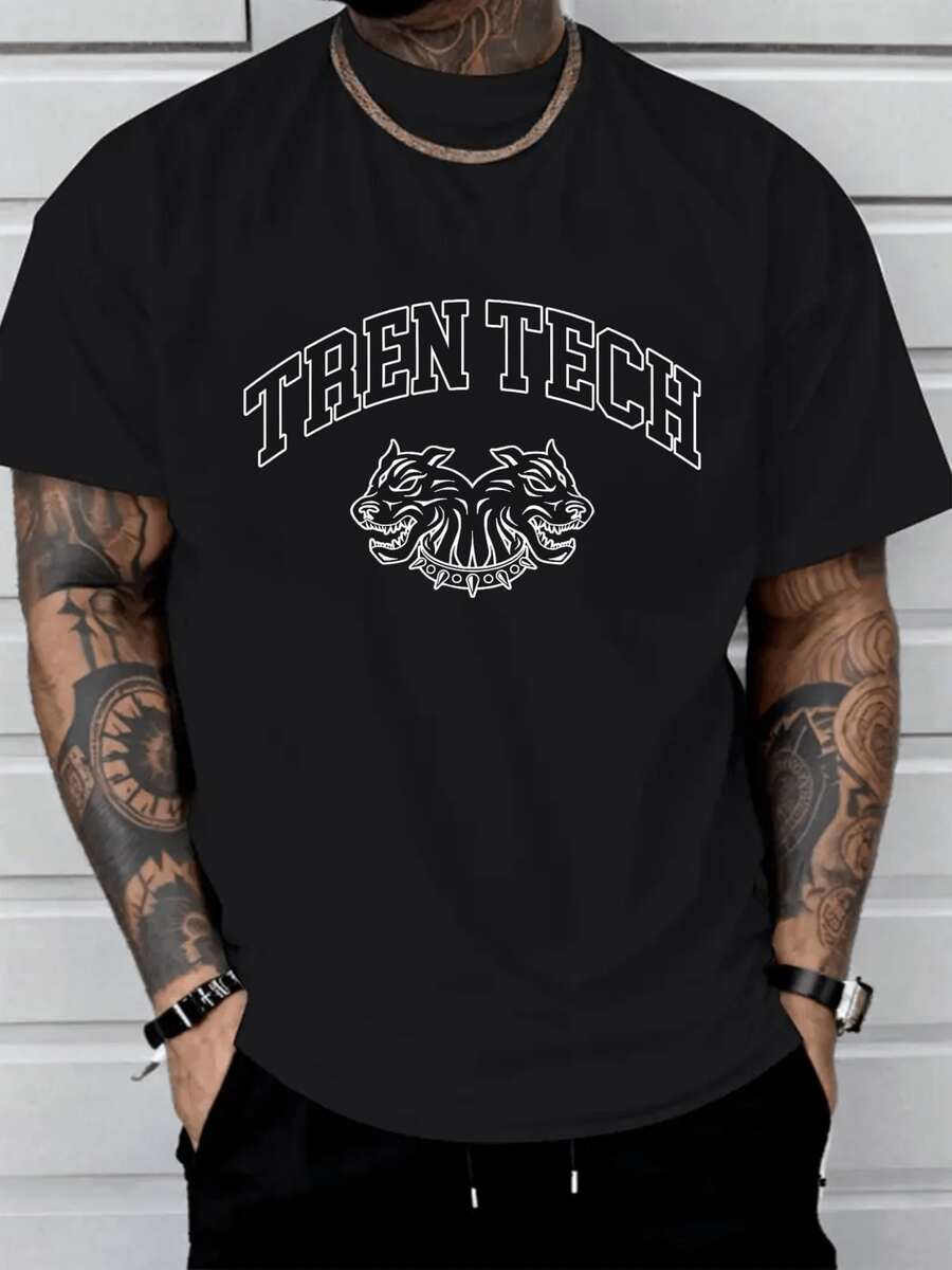 Tren Tech Gym Bodysuit  Men'S T-Shirt, 100% Cotton Crew Neck Casual Tee, Sizes S-XXXL - Black - View 1