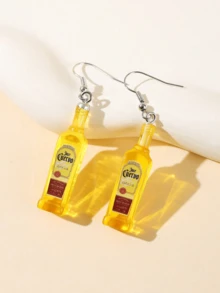 1 对时尚简约精致高端酒瓶树脂耳环 - 彩色 - 查看 7