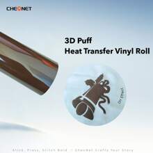 CHEONET 3D 立体压纹热转印乙烯基卷材 - 9.8 英寸 x 5 英尺，1 卷装，熨烫式，适用于 T 恤、包袋和纺织品，耐高温烫金雕刻膜，混色