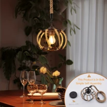1 chiếc đèn treo hình quả bí ngô bằng dây thừng đan, phong cách retro Mỹ, thích hợp cho phòng khách, phòng ngủ, nhà nghỉ, nhà hàng, đèn trang trí tối giản sáng tạo (Không bao gồm bóng đèn) - Nhiều màu - Xem 6