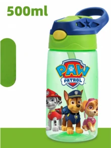 1Pc Paw Patrol 500ml/16oz Party Water Cup Water Bottle Large Capacity With Straw Portable Handle Non-Leaking Water Cup Suitable For Birthday Party Thanksgiving Party Halloween Party Christmas Party (The Lid May Be Random)