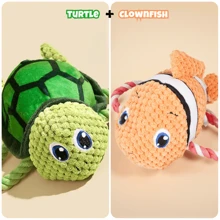 乌龟狗咬胶玩具、海洋动物狗咬胶玩具、小狗出牙卡通吱吱叫狗玩具、可爱毛绒狗玩具、宠物玩具、适合小型、中型、大型犬、猫咪、万圣节、圣诞节、新年的狗互动玩具