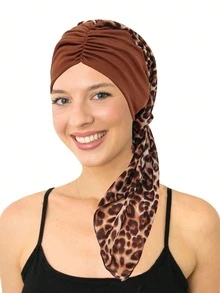 1件装女士预系头巾帽穆斯林头巾癌症化疗花卉印花帽遮盖脱发头巾包头巾弹力头巾穆斯林女性 - 顏色 - 查看 8